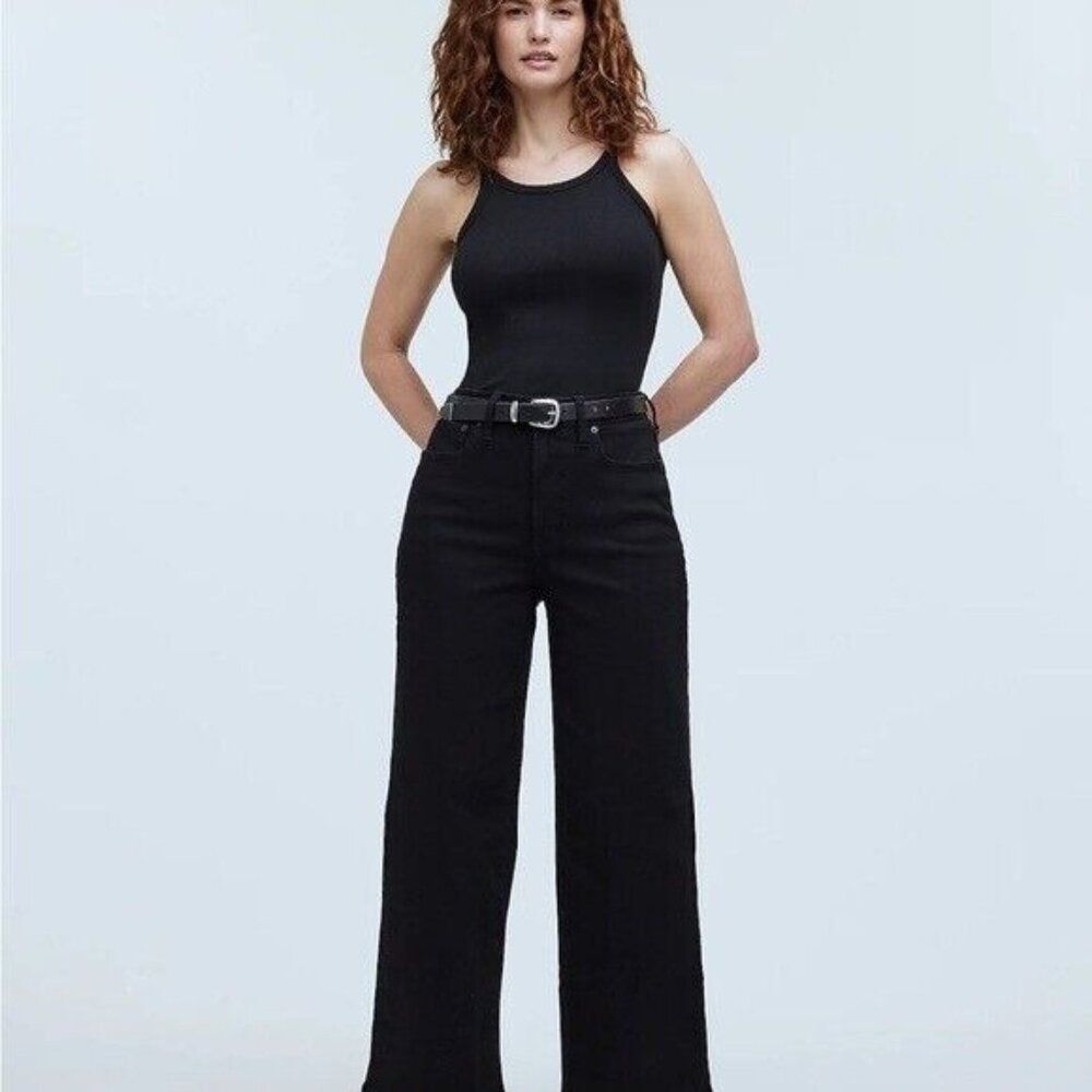 Madewell Jeans Womens Size 31 Curvy Perfect Vintage Wide-Leg Denim Black NEW